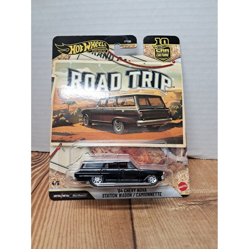 Hot Wheels Car Culture Road Trip '64 Chevy Nova Station Wagon 1:64 Black